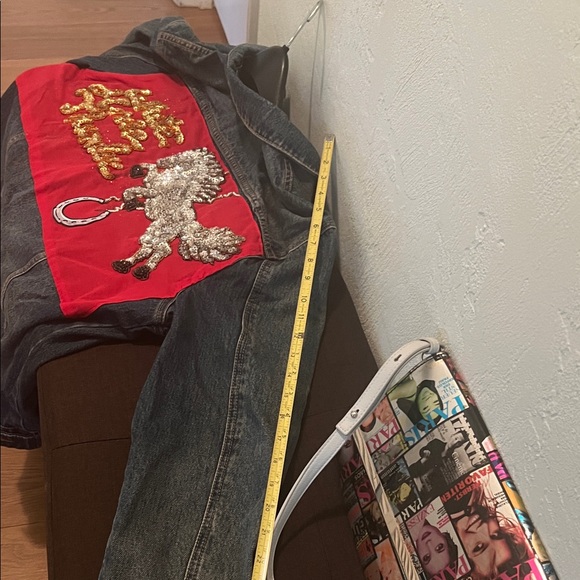 # 0492- Men Arizona Blue Jean Company Jacket. Julie Lee handcrafted Art . WHT - Picture 5 of 11